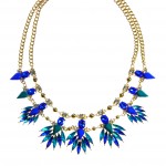 Peacock Jeweled Feather Bursts Necklace